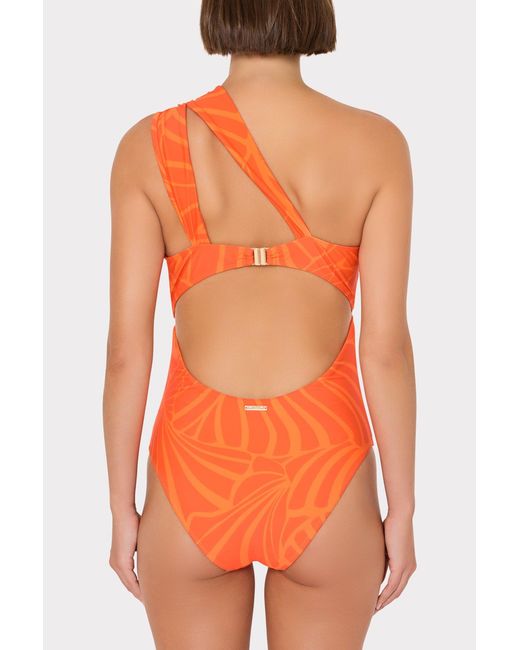 MILLY Orange Betsy Abstract Kai Print Bandeau One Piece