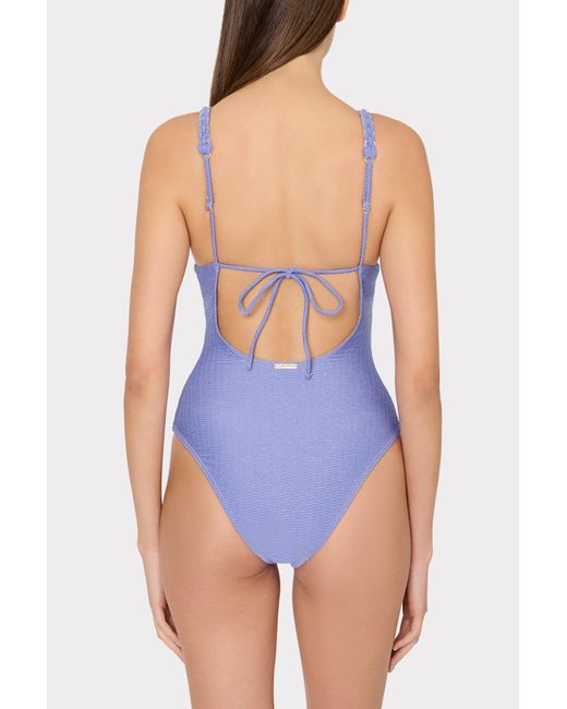MILLY Purple Shimmer Texture Braided One Piece