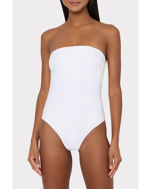 MILLY White Starfish Sequin One Piece