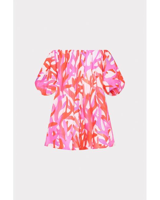MILLY Pink Jamie Under The Sea Off The Shoulder Mini Dress