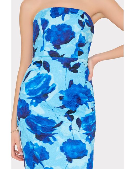 MILLY Blue Orion Blurred Blossom Jacquard Dress