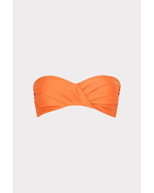 MILLY Orange Soleil Gloss Twist Bandeau Top