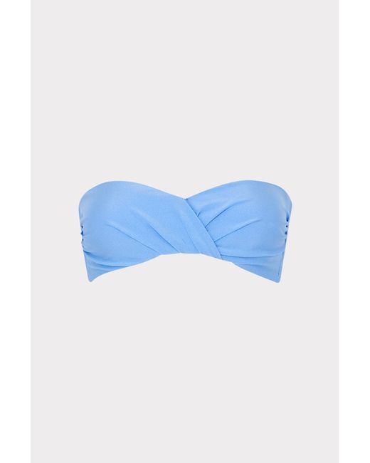 MILLY Blue Soleil Gloss Twist Bandeau Top