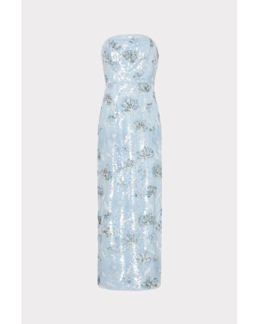 MILLY Women's Blue Jasmine Sequins Strapless Dress