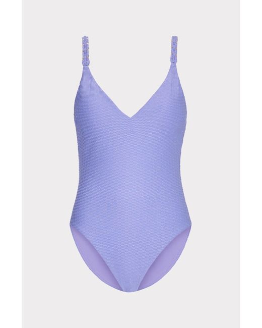 MILLY Purple Shimmer Texture Braided One Piece