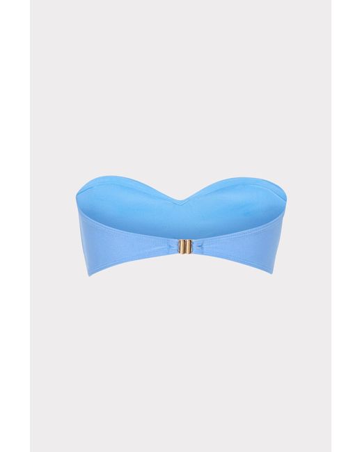 MILLY Blue Soleil Gloss Twist Bandeau Top