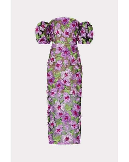 milly 3d floral lace dress Nellie Lace Dress in Yellow Multi