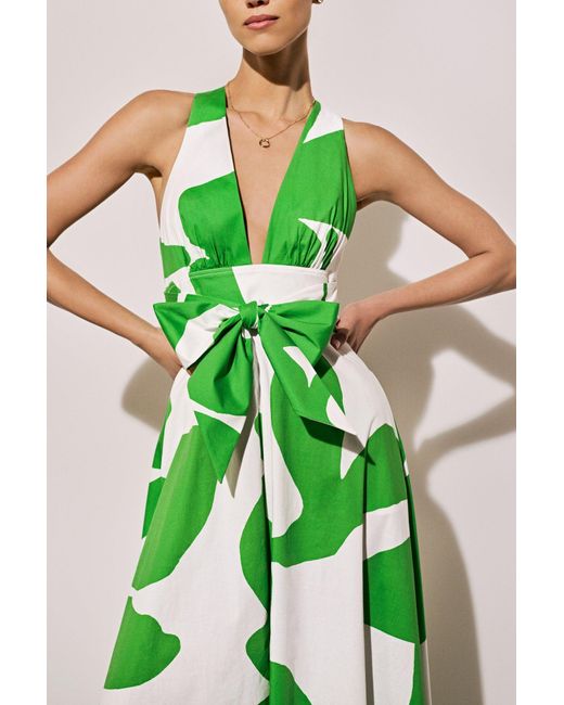 MILLY Catarina Grand Foliage Poplin Maxi Dress in Green | Lyst