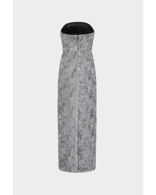 MILLY Meredith Embroidered Maxi Dress in Gray | Lyst