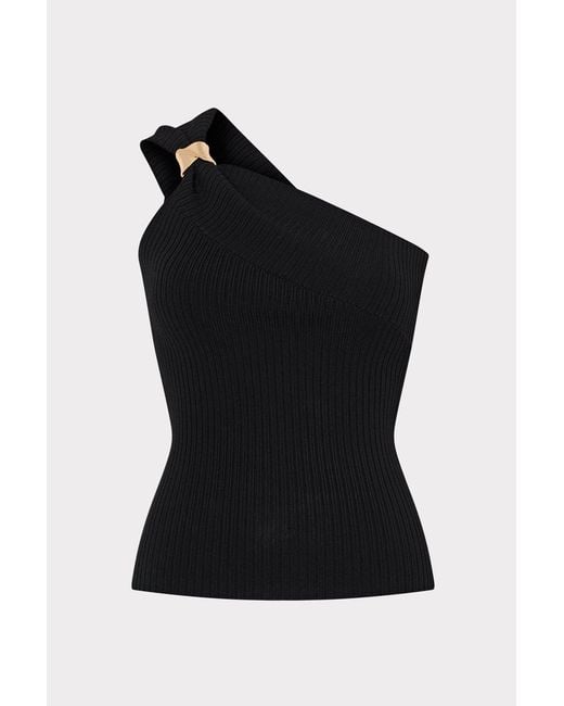 MILLY Black Sivan Asymmetrical Top