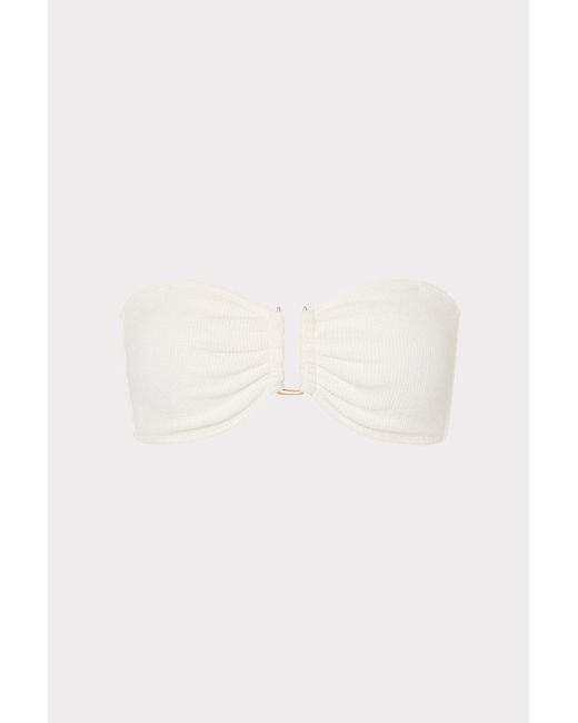 MILLY White Solid Texture V-wire Bandeau Top