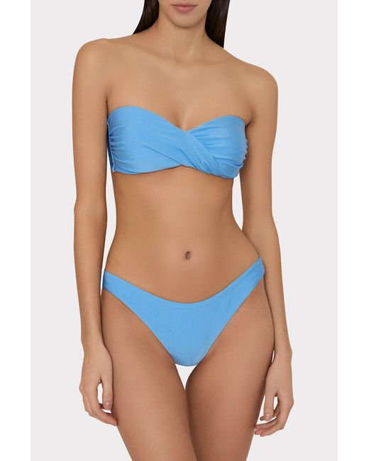 MILLY Blue Margot Gloss Bikini Bottom
