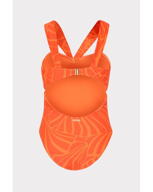 MILLY Orange Betsy Abstract Kai Print Bandeau One Piece
