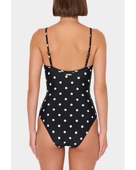 MILLY Black Polka Dot V-wire One Piece