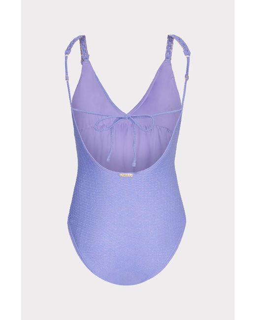 MILLY Purple Shimmer Texture Braided One Piece