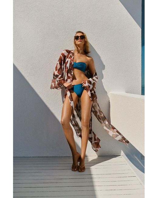 MILLY Blue Margot Gloss Bikini Bottom