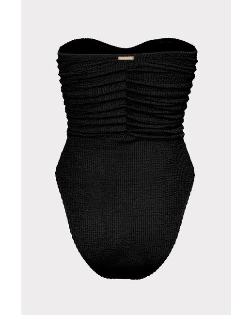 MILLY Black Textured Ruched One Piece