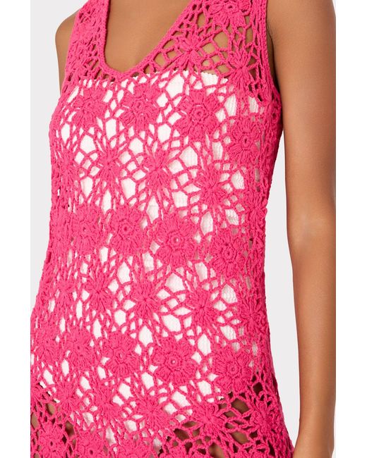 MILLY Pink Crochet Midi Cover-up Dress