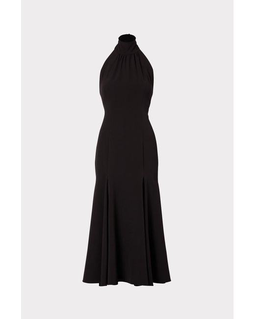 MILLY Penelope High Neck Cady Dress in Black | Lyst
