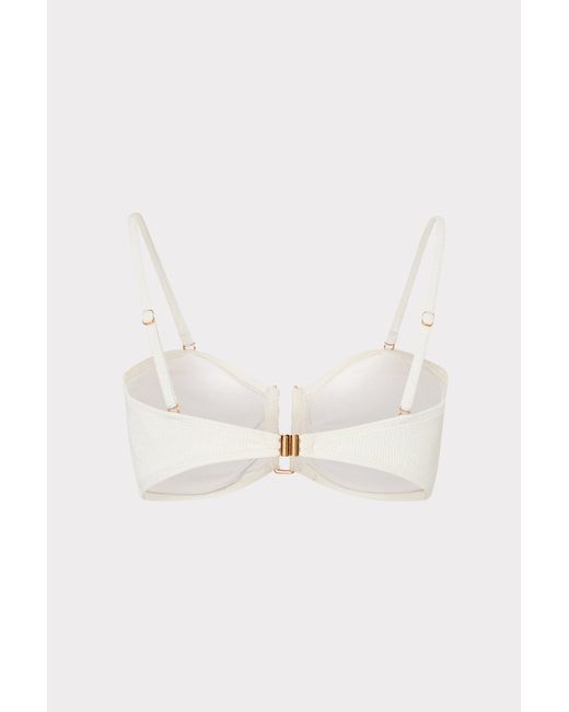 MILLY White Solid Texture V-wire Bandeau Top