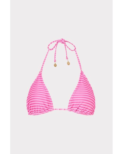 MILLY Pink Stripe Triangle Bikini Top
