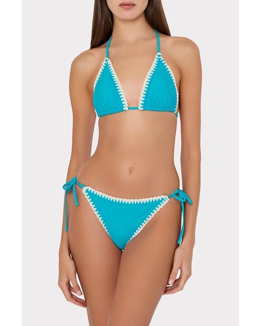 MILLY Blue Solid Bikini Bottom