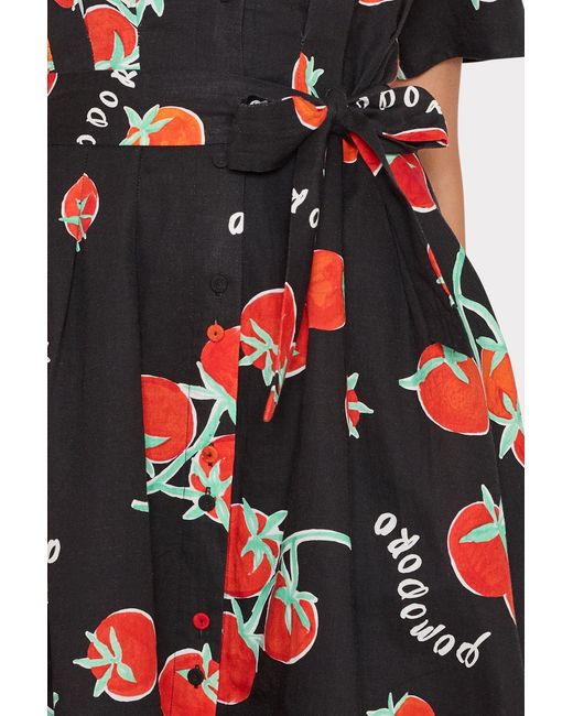 MILLY Red Lexi Printed Midi