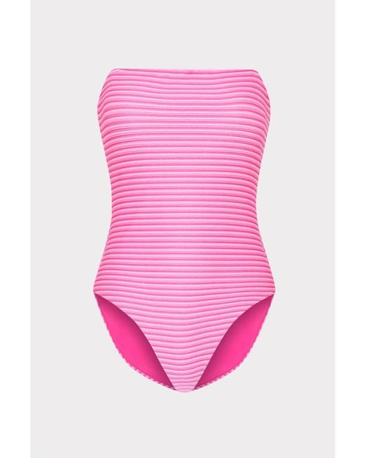 MILLY Pink Stripe Strapless One Piece