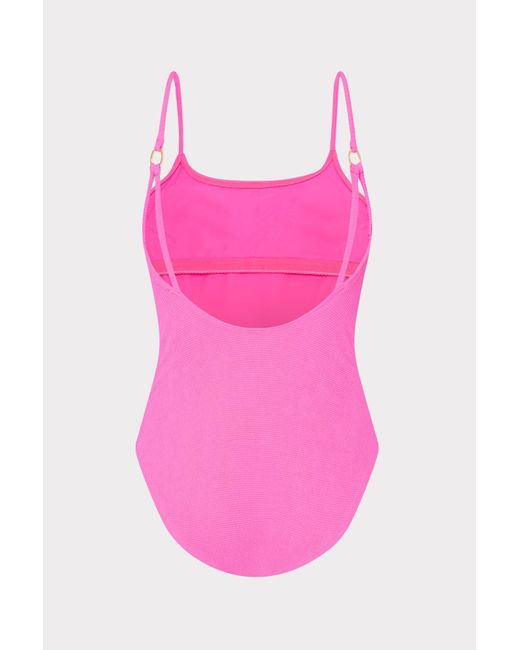 MILLY Pink Grace Solid Textured One Piece