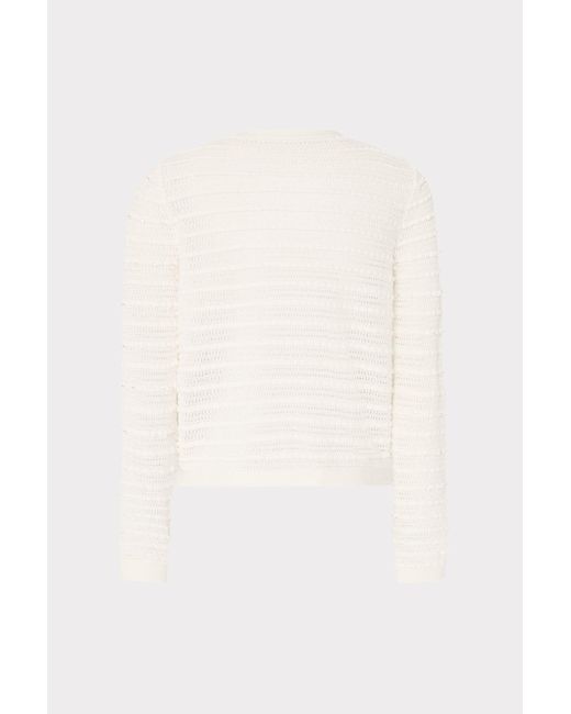 MILLY Natural Beaded Textured Cardigan