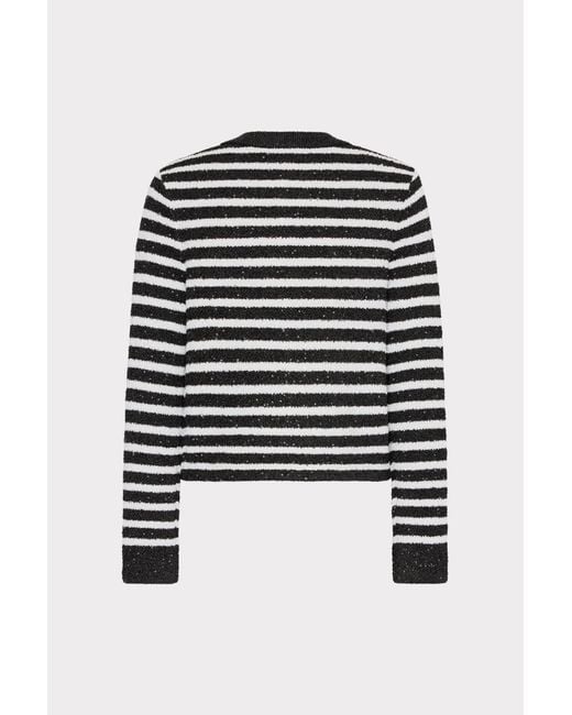 MILLY Black Sequin Striped Cardigan