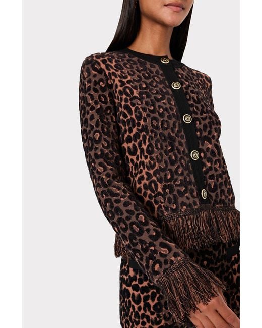 MILLY Multicolor Leopard Fringe Cardigan Jacket