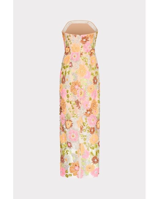 MILLY Kait Floral Blossom Sequins Dress in Metallic | Lyst