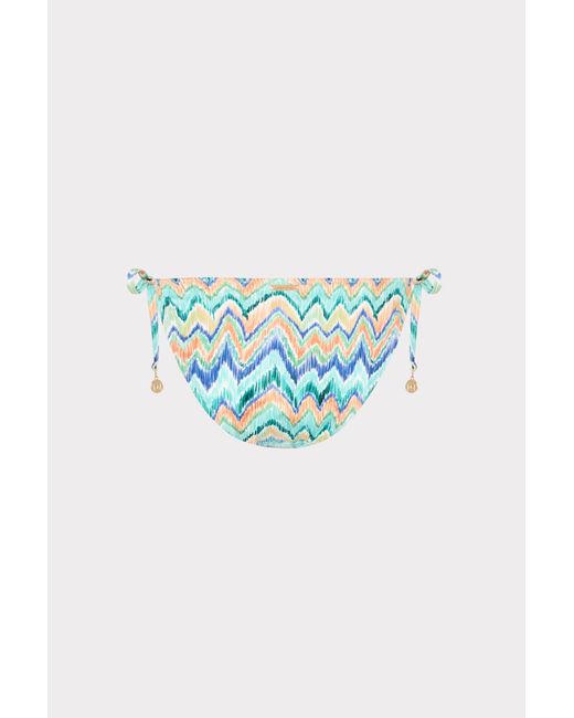 MILLY Blue Tropical Chevron String Bikini Bottom