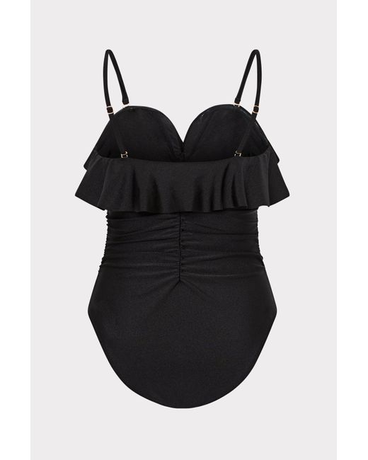Milly Ruffle MILLY Glossy Strapless Ruffle One Piece in Black | Lyst