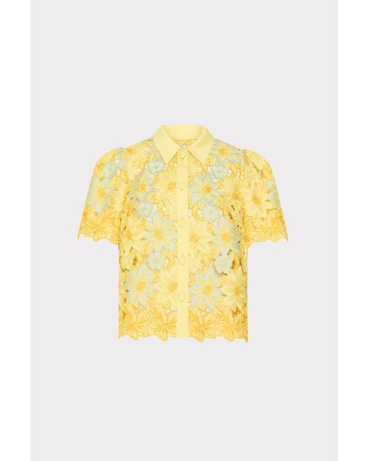 MILLY Yellow Addison Lace Top