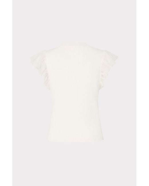 MILLY Multicolor Chiffon Flutter Sleeve Knit Top