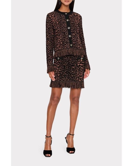 MILLY Multicolor Leopard Fringe Cardigan Jacket