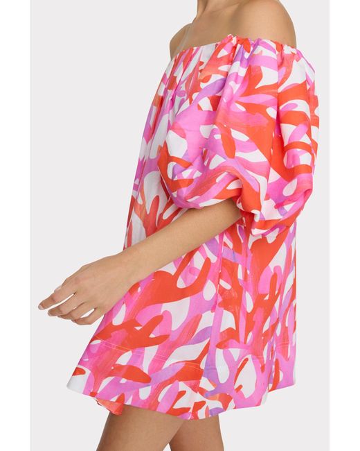 MILLY Pink Jamie Under The Sea Off The Shoulder Mini Dress