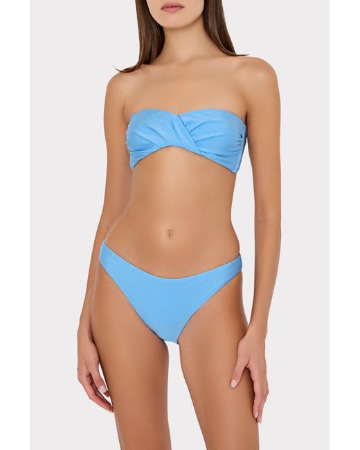 MILLY Blue Soleil Gloss Twist Bandeau Top