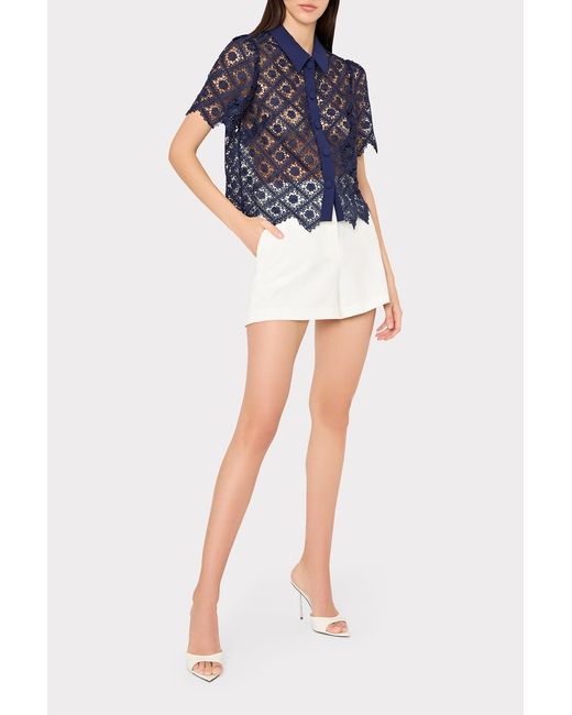 MILLY White Aria Cady Button Shorts
