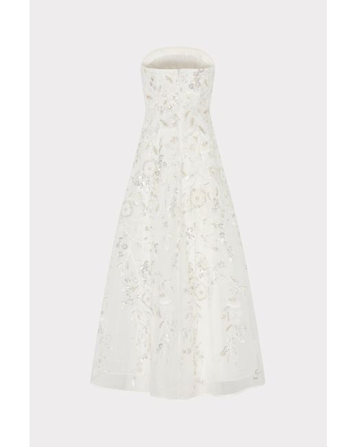 MILLY White Petunia Beaded Dream Sequins Gown
