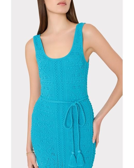 MILLY Women's Blue Bubble Pointelle Knit Midi Dress MILLY Women's Blue Bubble Pointelle Knit Midi Dress