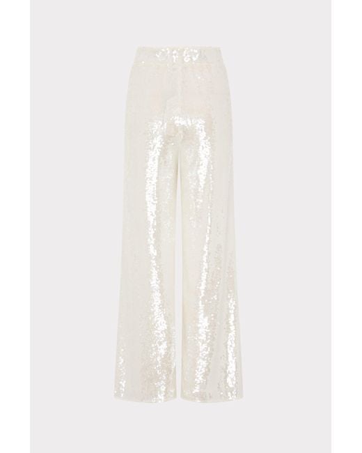 MILLY White Reed Solid Sequin Pant