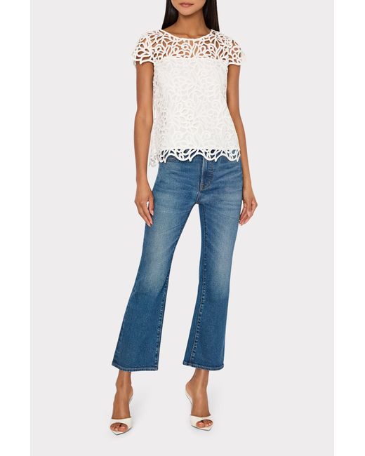 MILLY White Baby Curled Lace Top