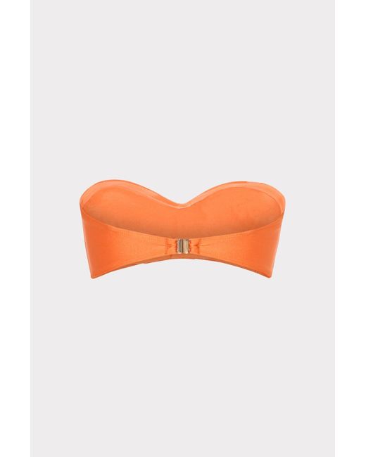 MILLY Orange Soleil Gloss Twist Bandeau Top