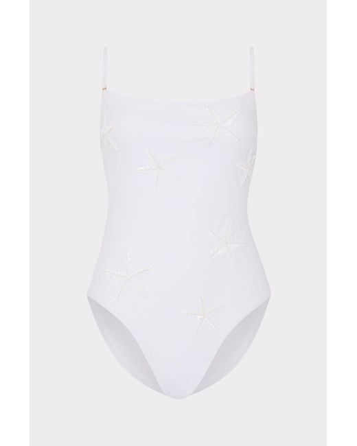 MILLY White Starfish Sequin One Piece