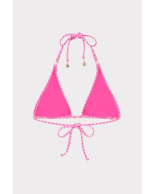 MILLY Pink Stripe Triangle Bikini Top