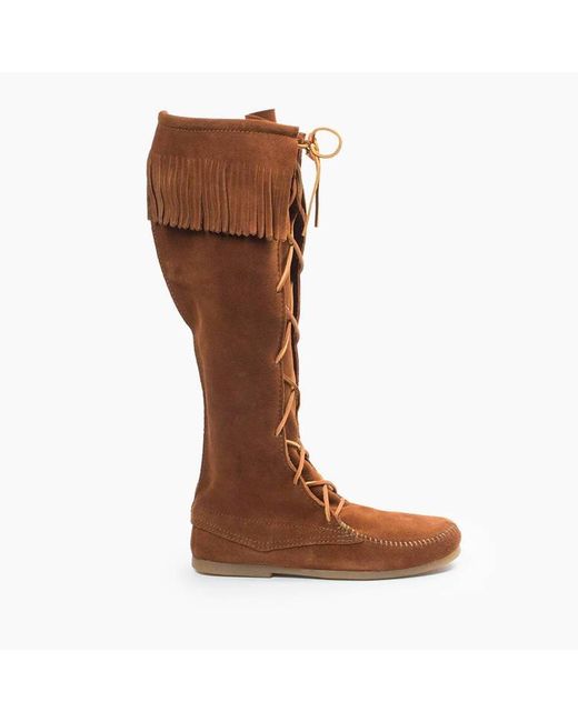 minnetonka knee high lace up boots