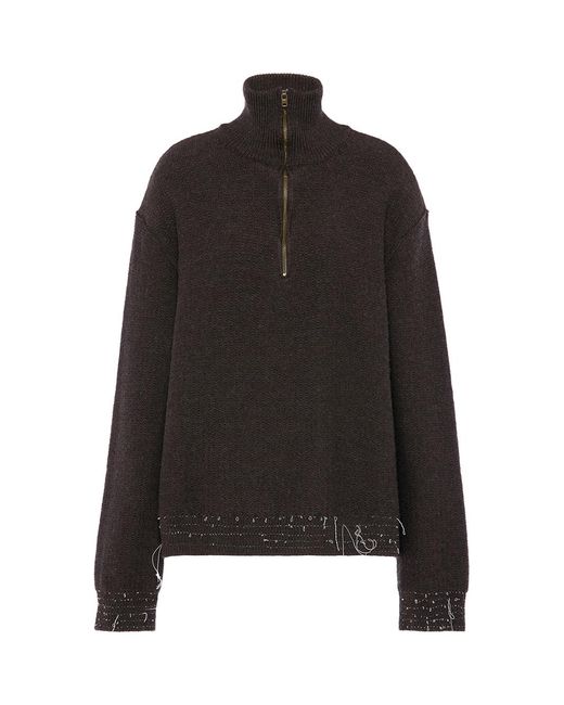 Maison Margiela Black Wool Quarter-Zip Jumper